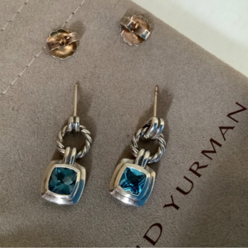 David Yurman Albion 7mm Blue Topaz Drop Earrings
